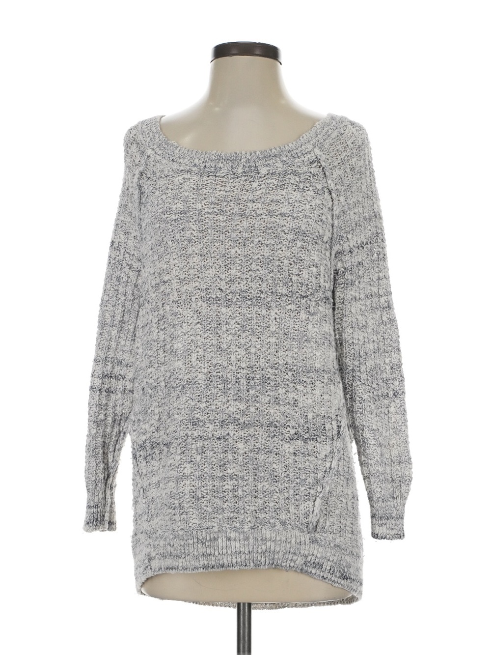 Free People Marled Light Gray Scoop Neck Sweater